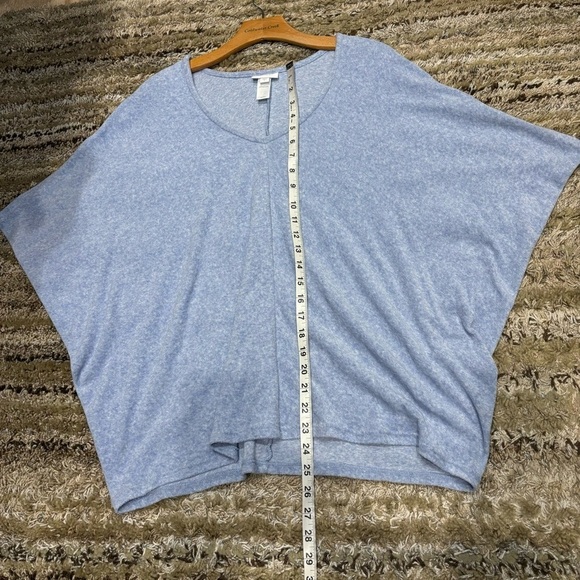 Pure J Jill Large Top Short Dolman Sleeve Light Blue Terry Cloth V Neck - Picture 8 of 8